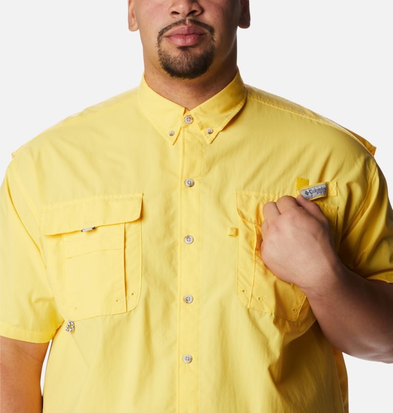 Men's Columbia PFG Bahama II Short Sleeve Shirts Yellow | Plus Size CA-Z805A